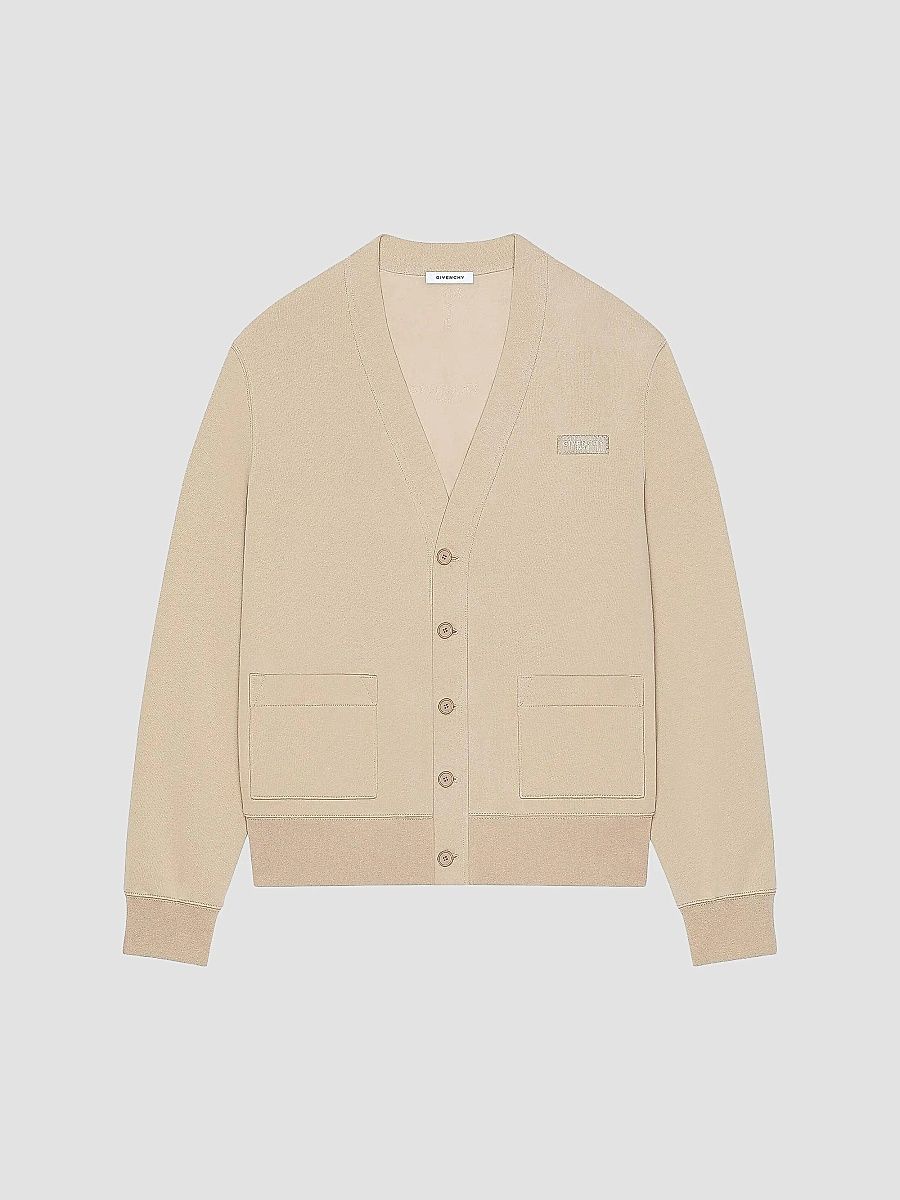 Givenchy Men's Cardigan in Cotton with Paris Gros Grain - Beige - Size XXL