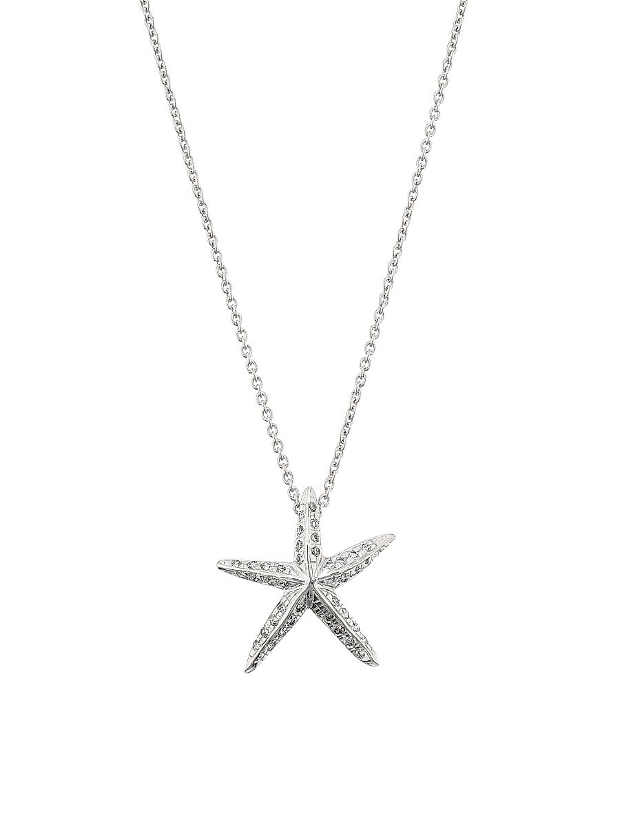 Women's Tiny Treasures 18K White Gold & 0.16 TCW Diamond Starfish Pendant Necklace - White Gold