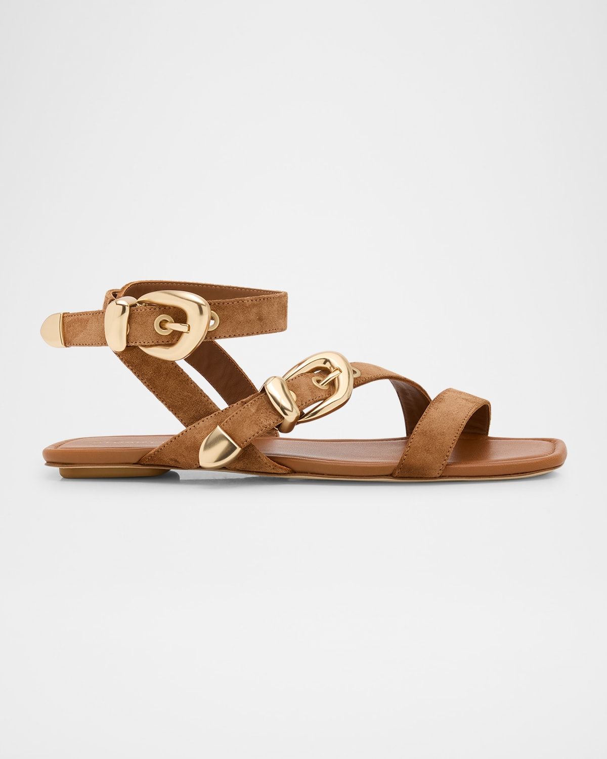 Maven Suede Buckle Flat Sandals
