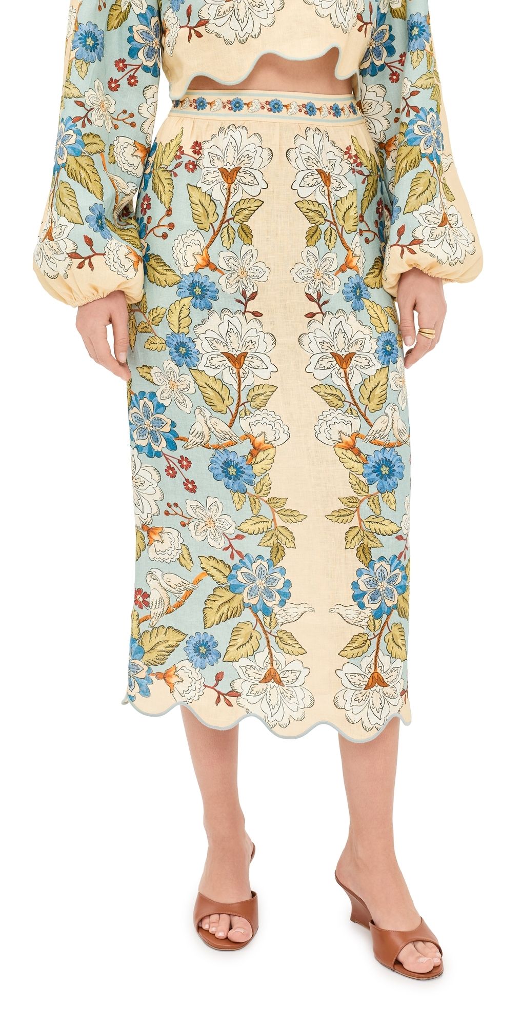 FARM Rio Garden Scarf Midi Skirt Garden Scarf Blue XL