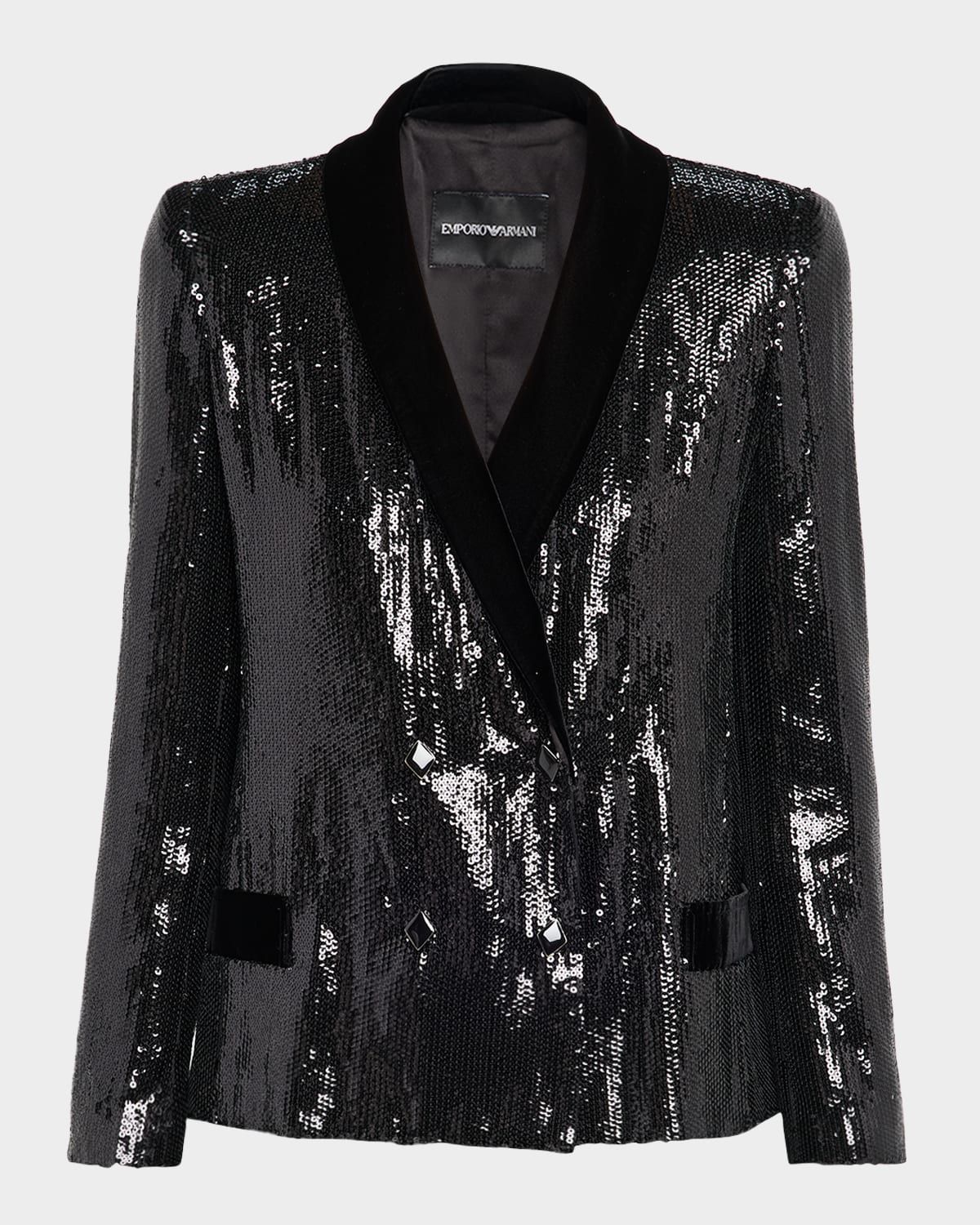 Sequined Double-Breasted Blazer