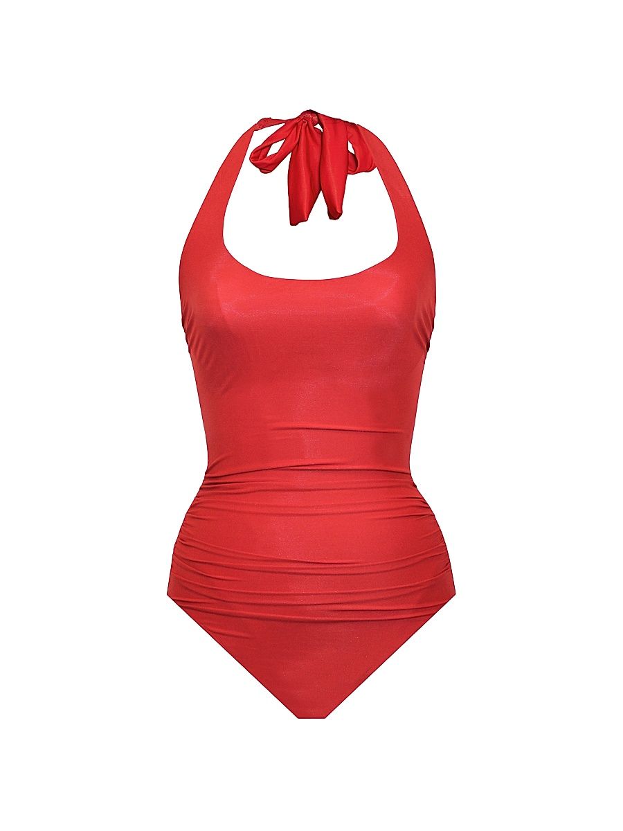 Women's Rock Solid Utopia Halter One-Piece Swimsuit - Poppy - Size 16