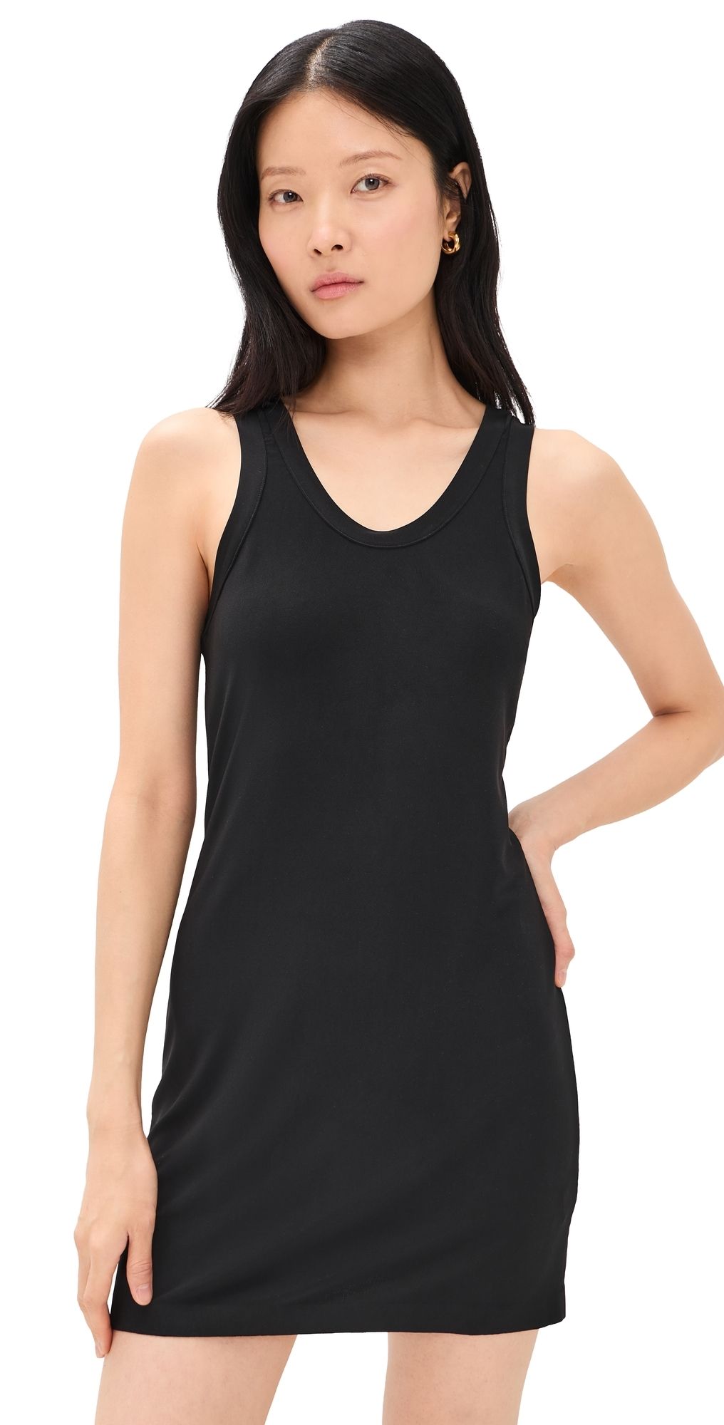 Norma Kamali Racer Tee Mini Dress Black M