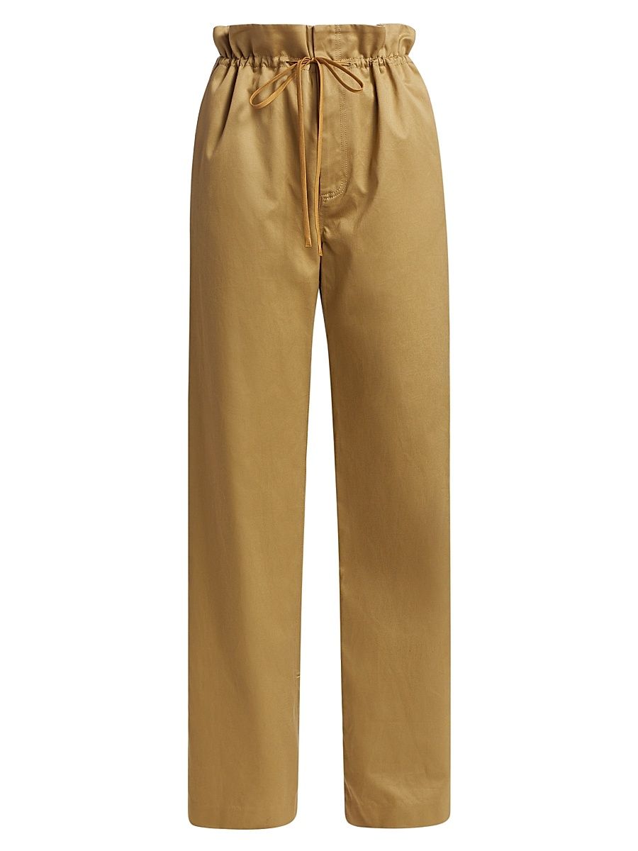 Women's Cotton Twill Paperbag Pants - Khaki - Size XL