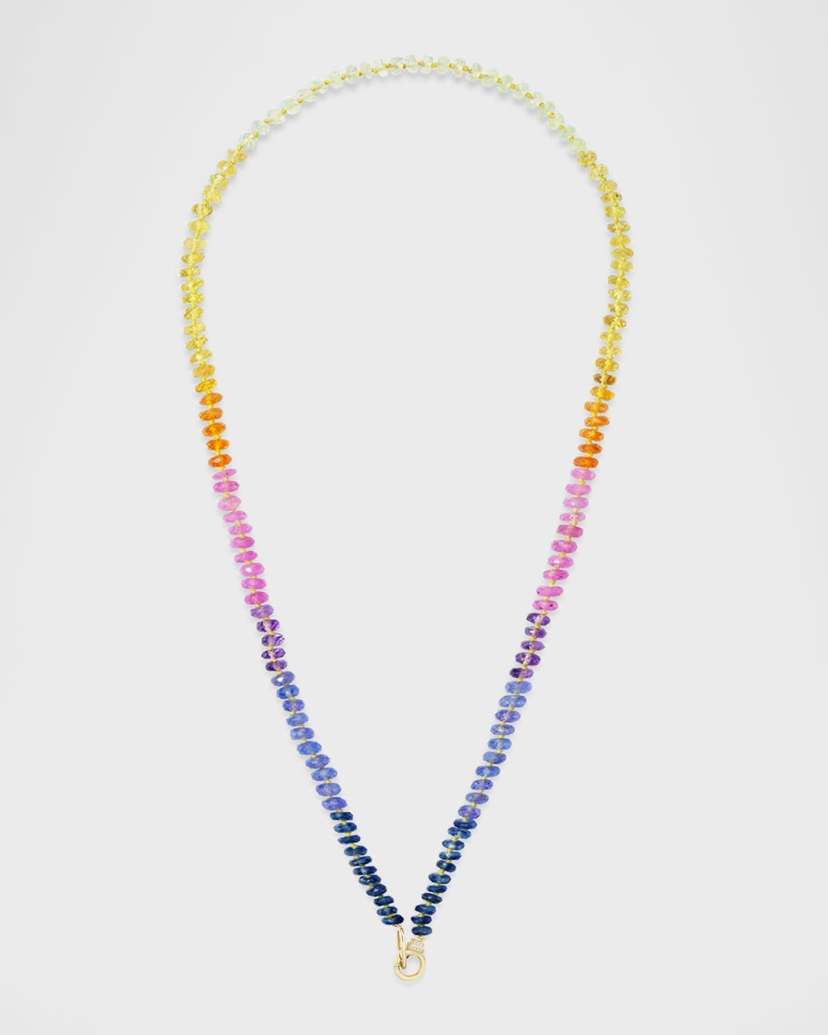 18K Yellow Gold Mixed Stone Bead & Diamond Clasp Necklace