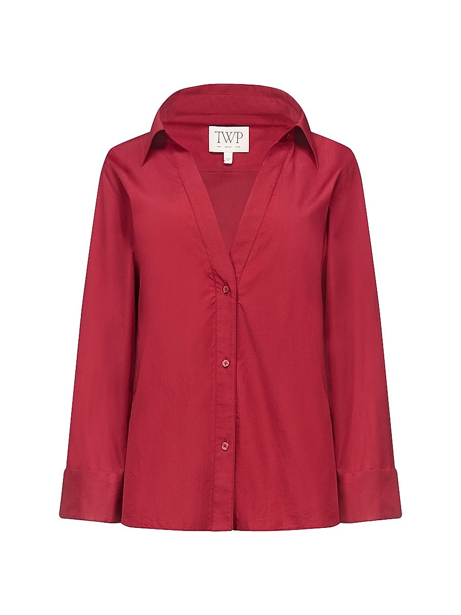 Women's Cotton Relaxed Shirt - Karanda Red - Size Large
