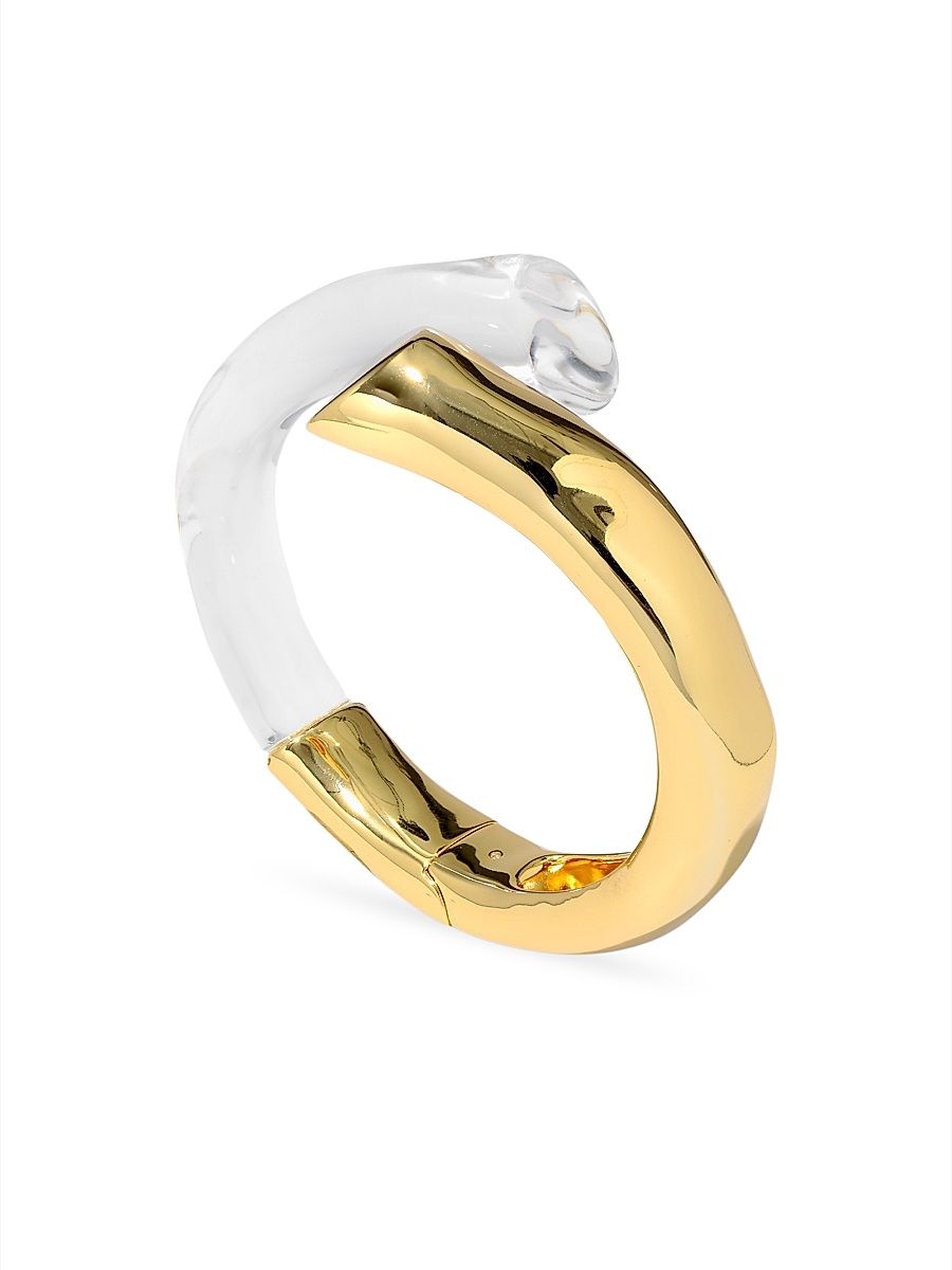 Women's Liquid 14K-Gold-Plated & Lucite Bypass Bangle - Clear