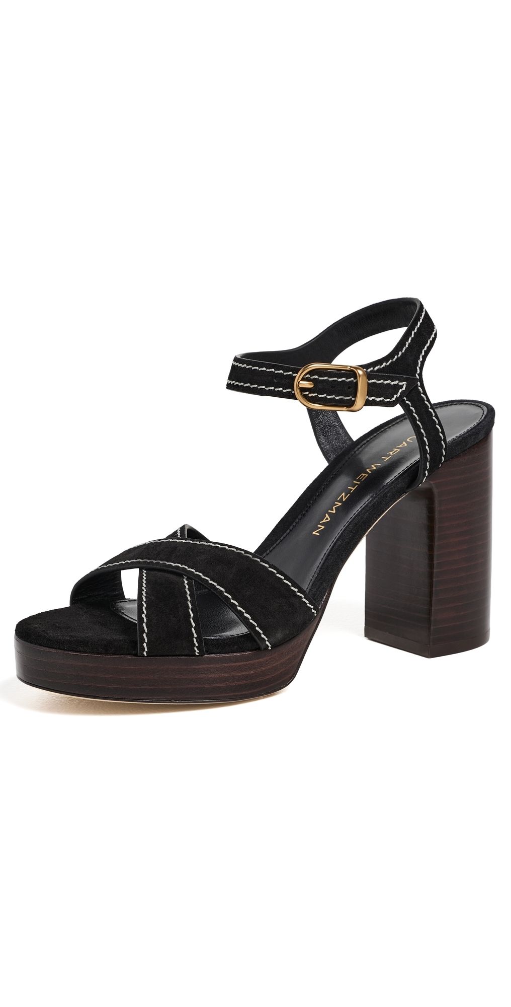 Stuart Weitzman Park Platform Heels 85mm Blk/Mrn Vno 8
