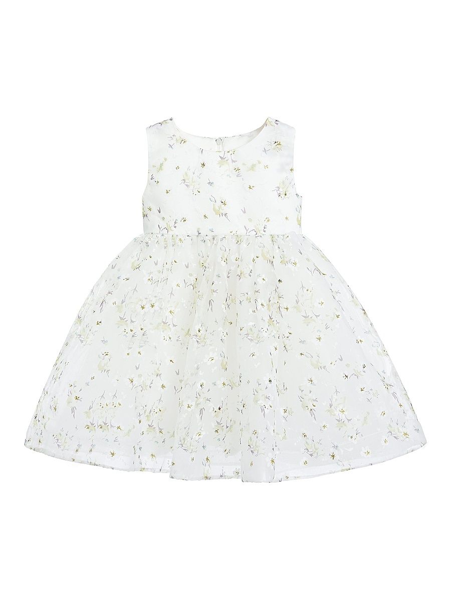 Baby Girl's Floral Patterned Bow Dress - Ivory - Size 24 Months