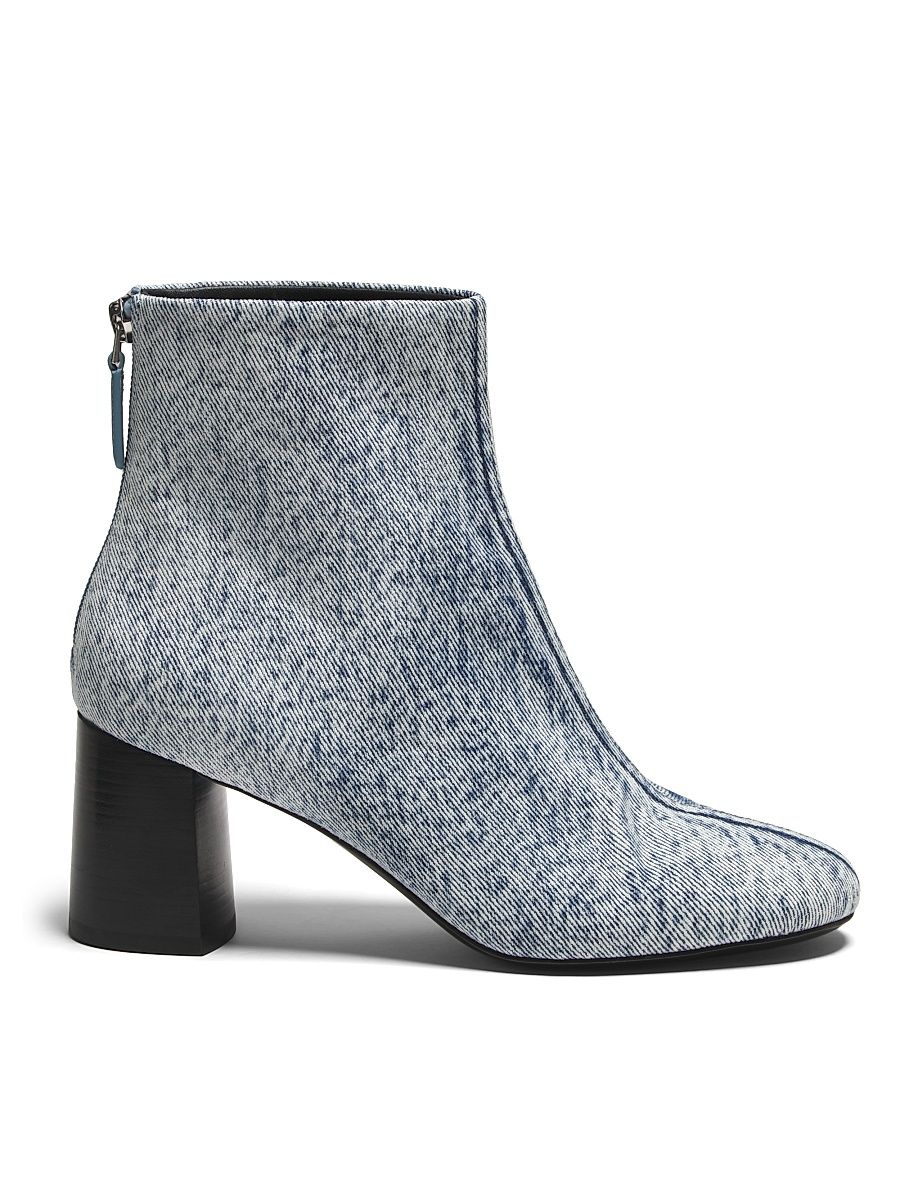 Women's Nadia 75MM Leather Block-Heel Boots - Washed Indigo - Size 7