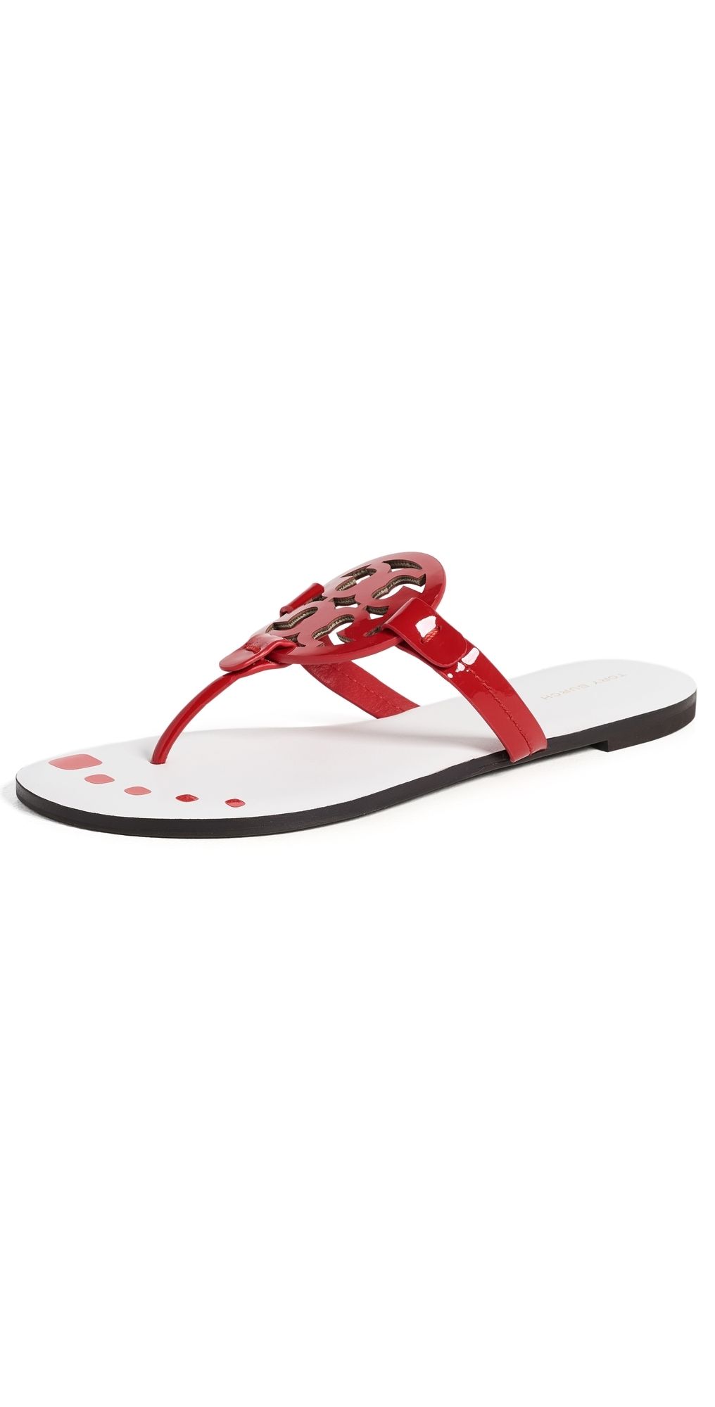 Tory Burch Miller Nail Polish Sandals Flash Red 7.5