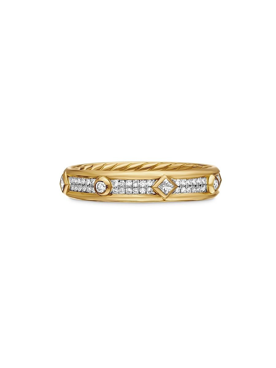 Women's Modern Renaissance Band Ring in 18K Yellow Gold - Diamond - Size 7