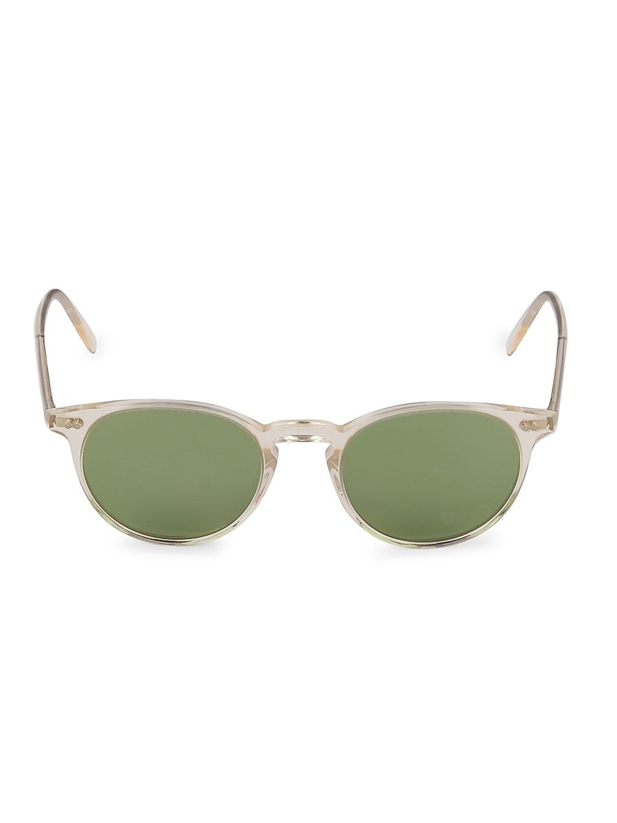 Women's Riley 49MM Black Round Sunglasses - Buff Green