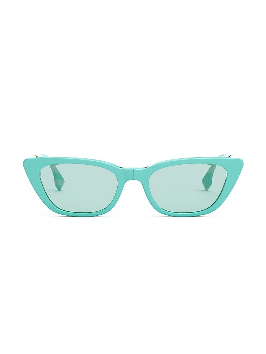 Women's Baguette Anniversary 53MM Cat-Eye Sunglasses - Shiny Blue