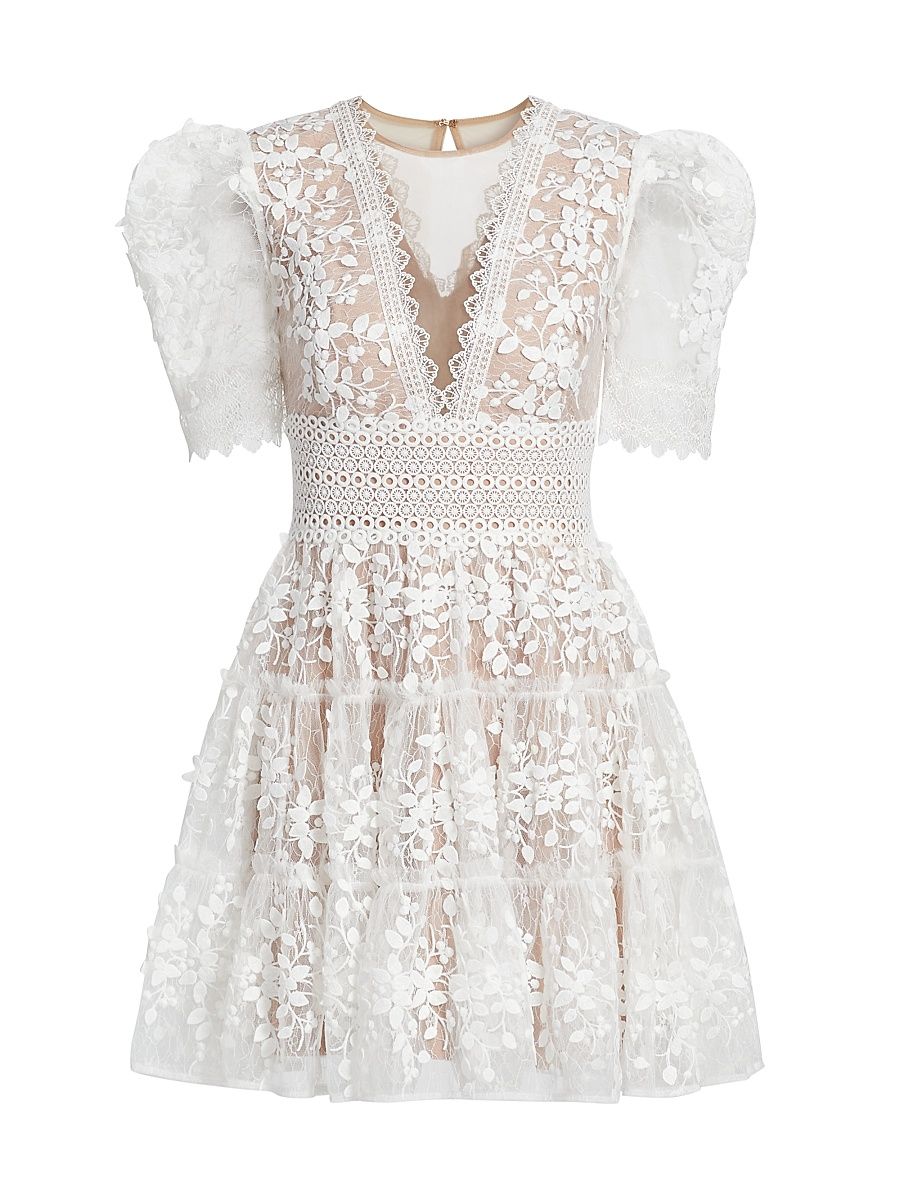 Women's Megan Lace Minidress - White - Size Medium