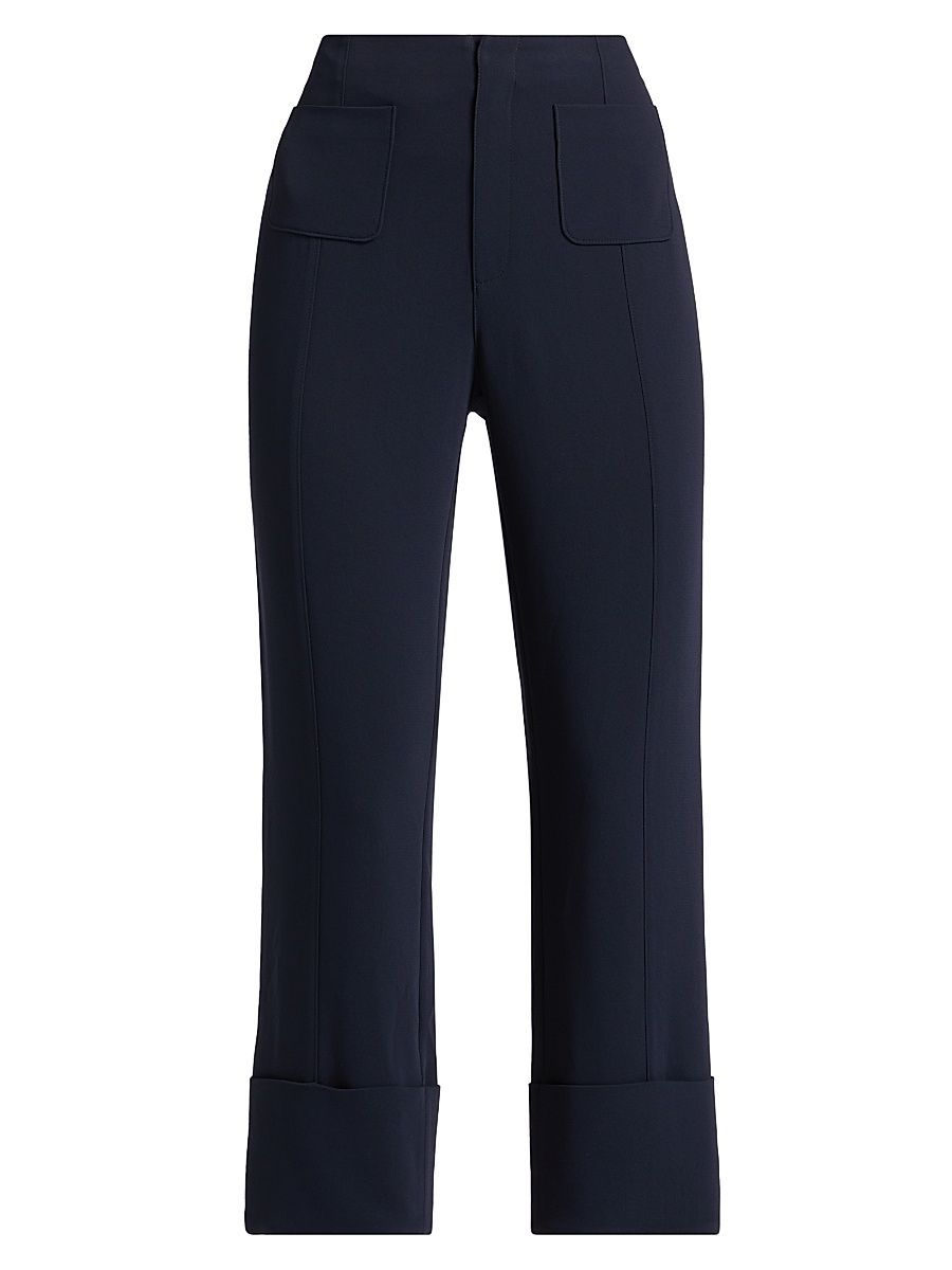 Women's Pamela Crepe Flared Ankle-Length Pants - Navy - Size 12