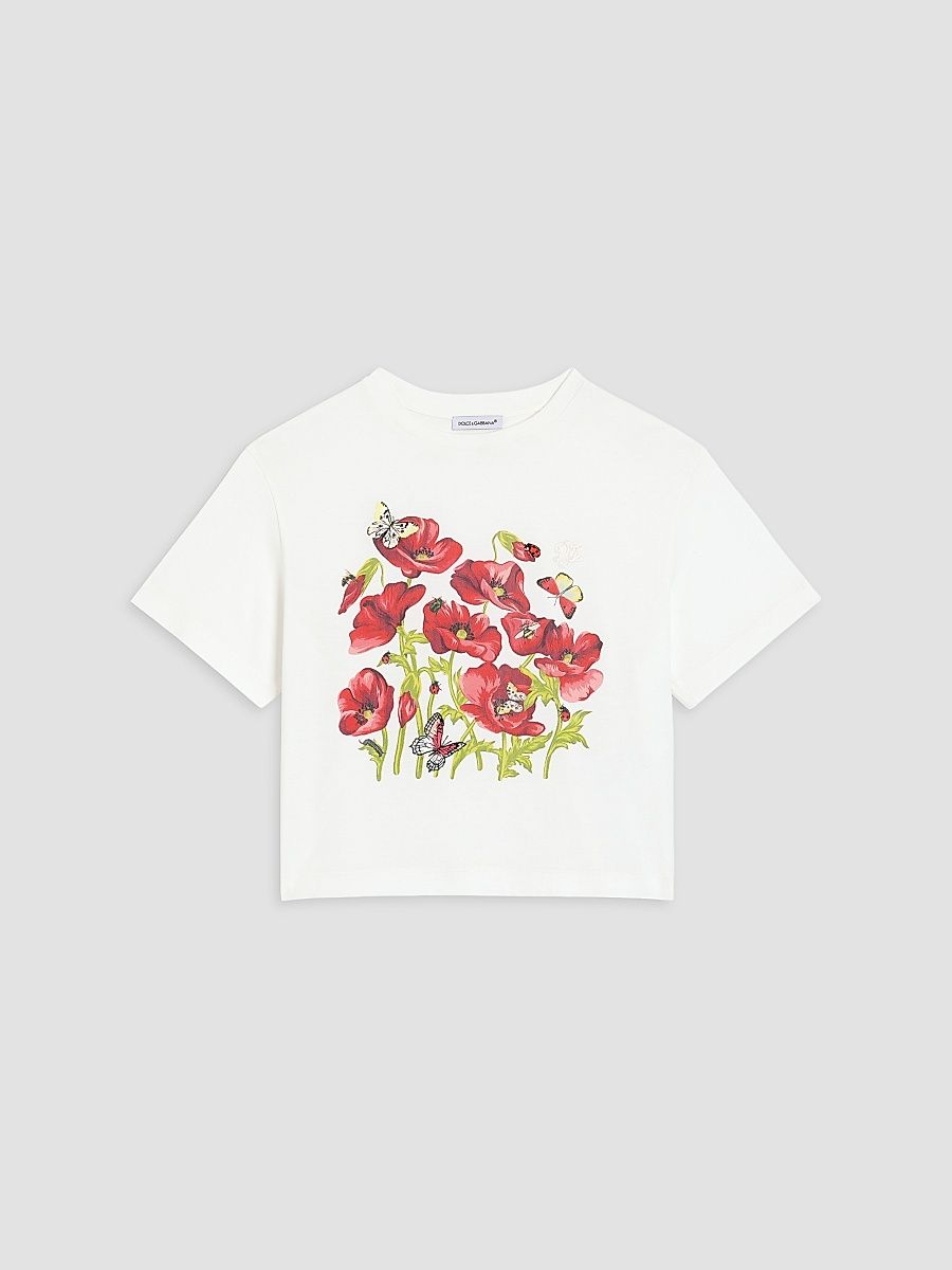 Little Girl's & Girl's Floral Crop T-Shirt - Bianco - Size 14