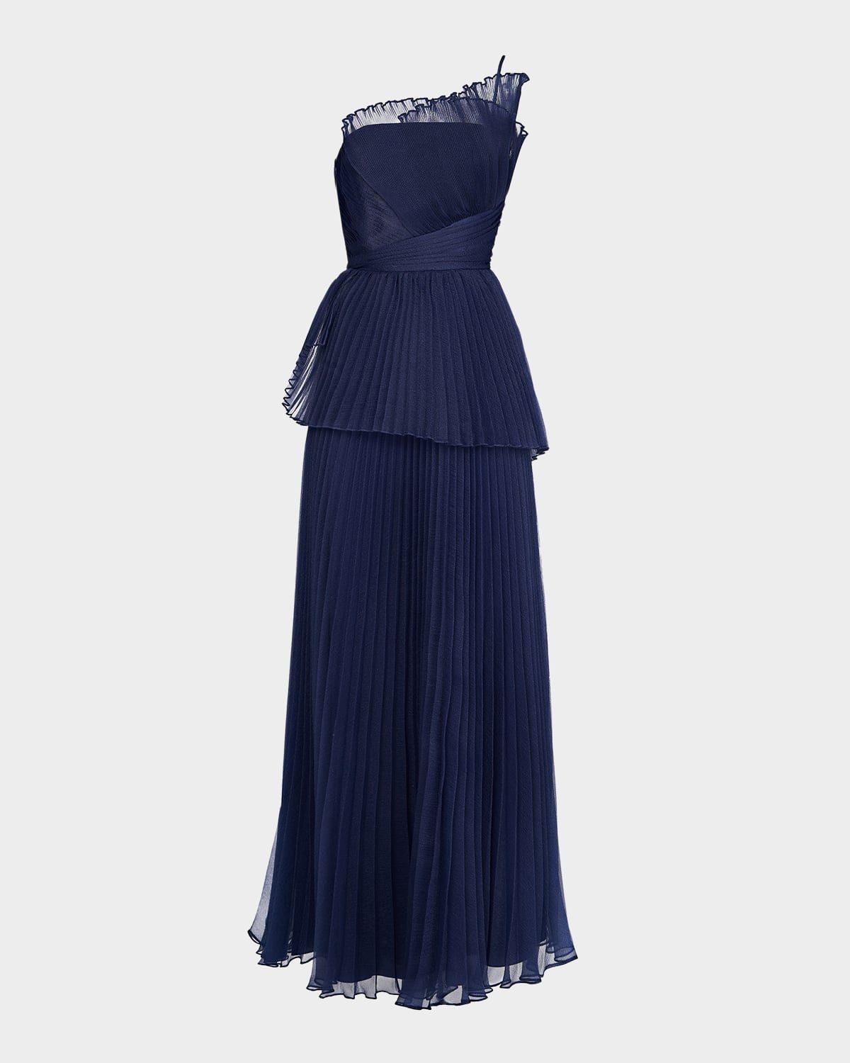 Delphine Pleated Organza A-Line Gown