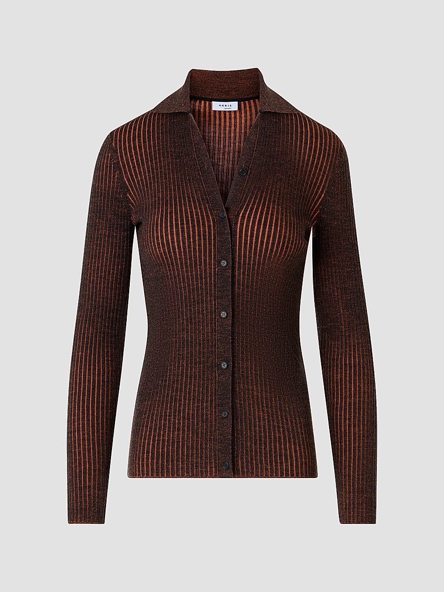 Women's Two-Tone Wool Sweater - Black Orange - Size 16