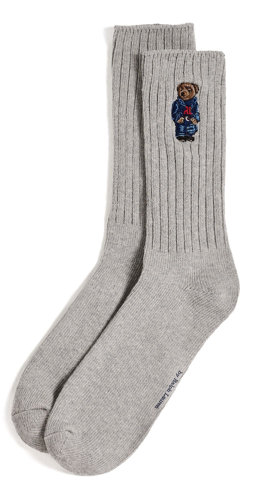 Polo Ralph Lauren Polo Bear Ribbed Crew Socks Heather Grey 10-13