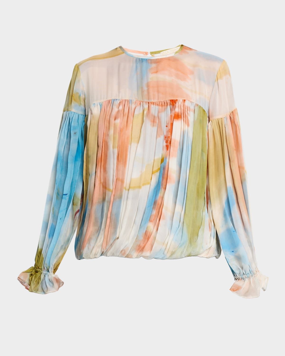 x Helen Frankenthaler Pearl Draped Silk-Chiffon Blouse