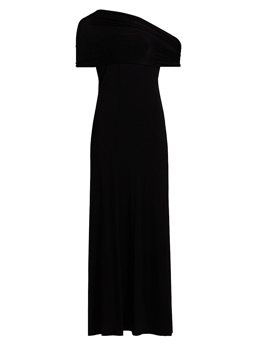 Women's Sash One-Shoulder Maxi Dress - Black - Size Medium