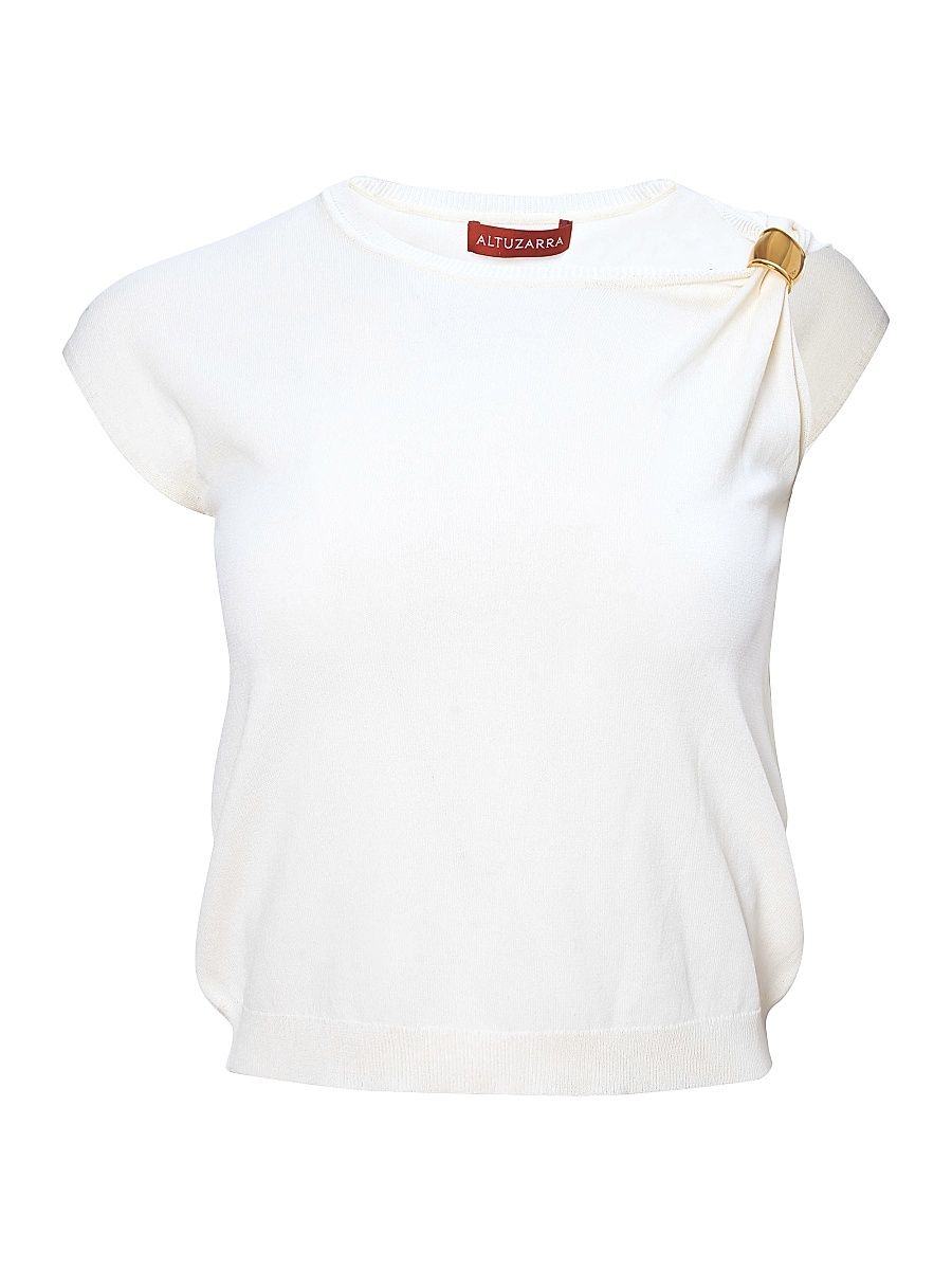 Women's Rinaldi Asymmetric Slash Knit Top - Ivory - Size XL