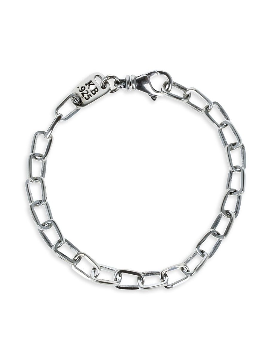 Men's Pop Top Sterling Silver Chain Bracelet - Silver - Size 8.75