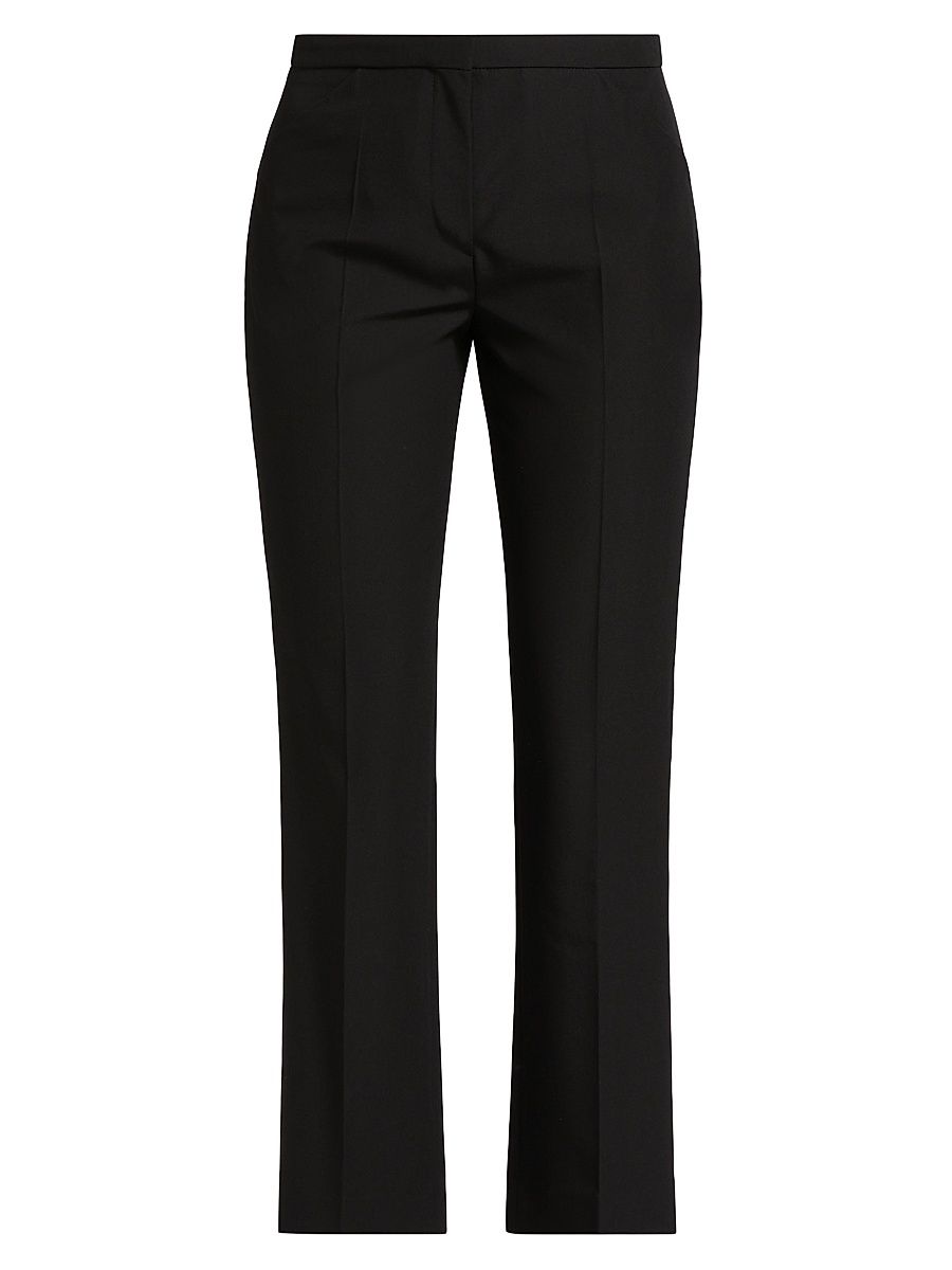 Women's Cotton-Blend Straight-Leg Crop Pants - Black - Size 8