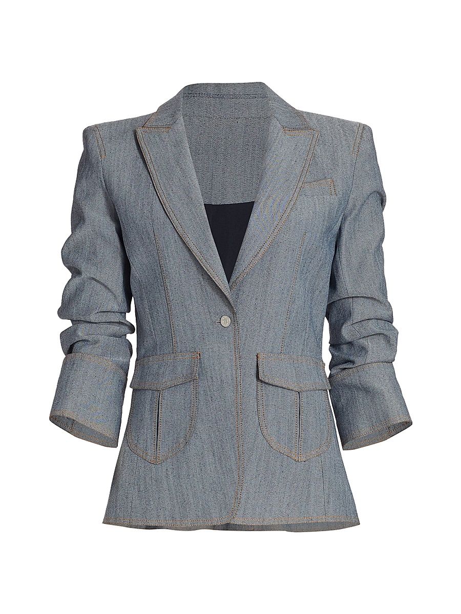 Women's Louisa Gathered Sleeve Jacket - Light Indigo - Size 12