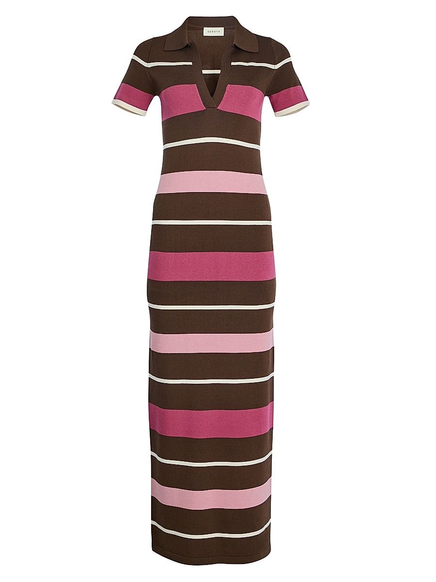 Women's Sam Striped Knit Maxi Dress - Sable Stripe - Size XS