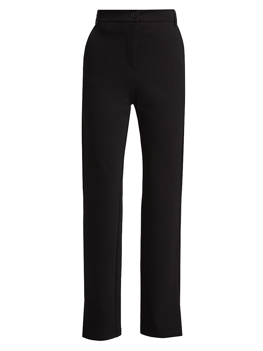 Women's COLLECTION Straight-Leg Split-Hem Pants - Black - Size Medium