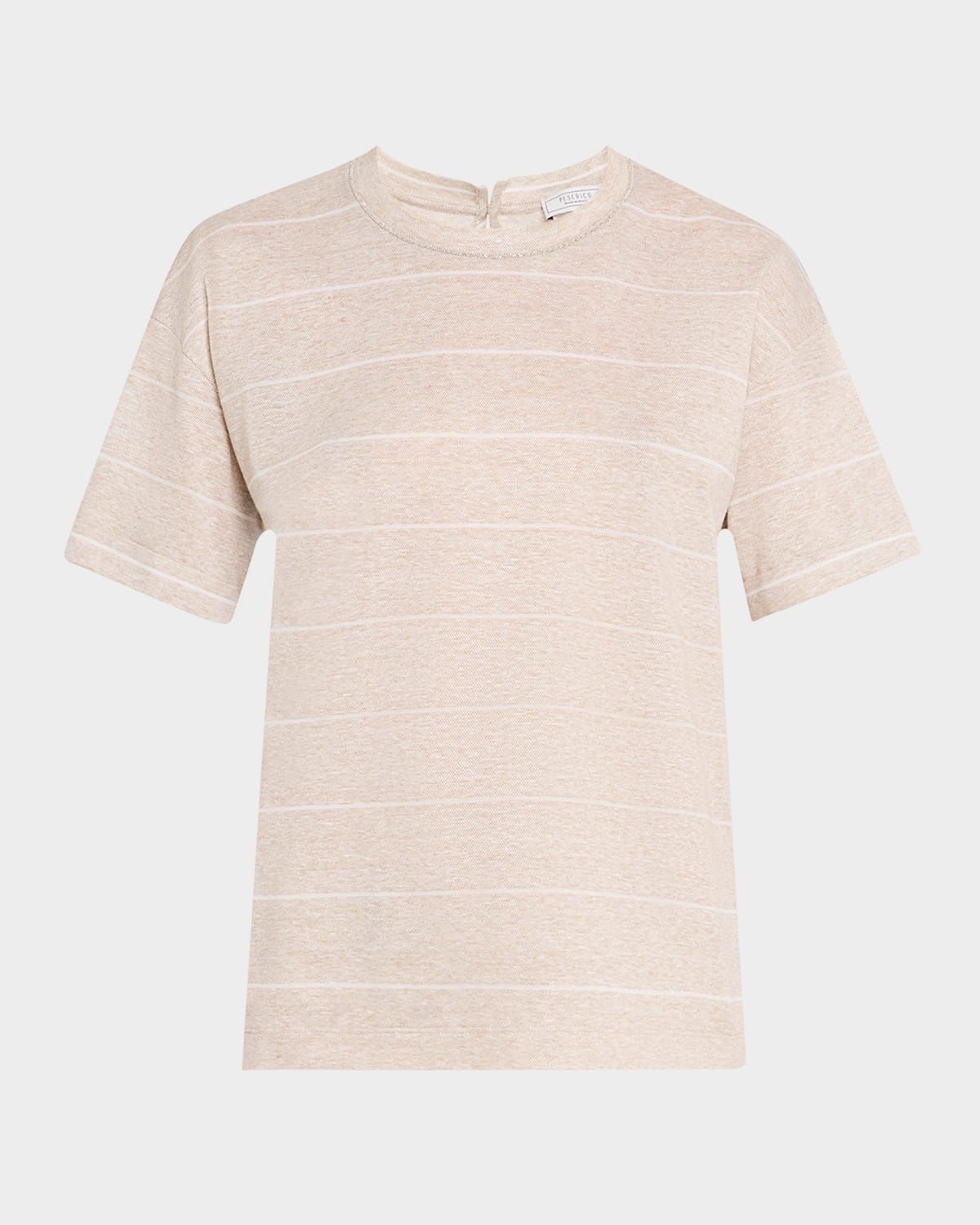 Striped Crewneck Cotton-Linen Shirt