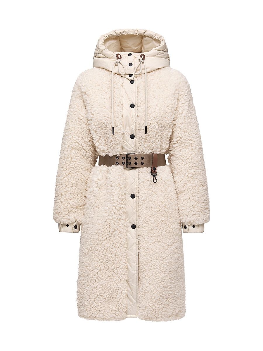 Women's Blavet Puffer Coats in Teddy - White - Size XL