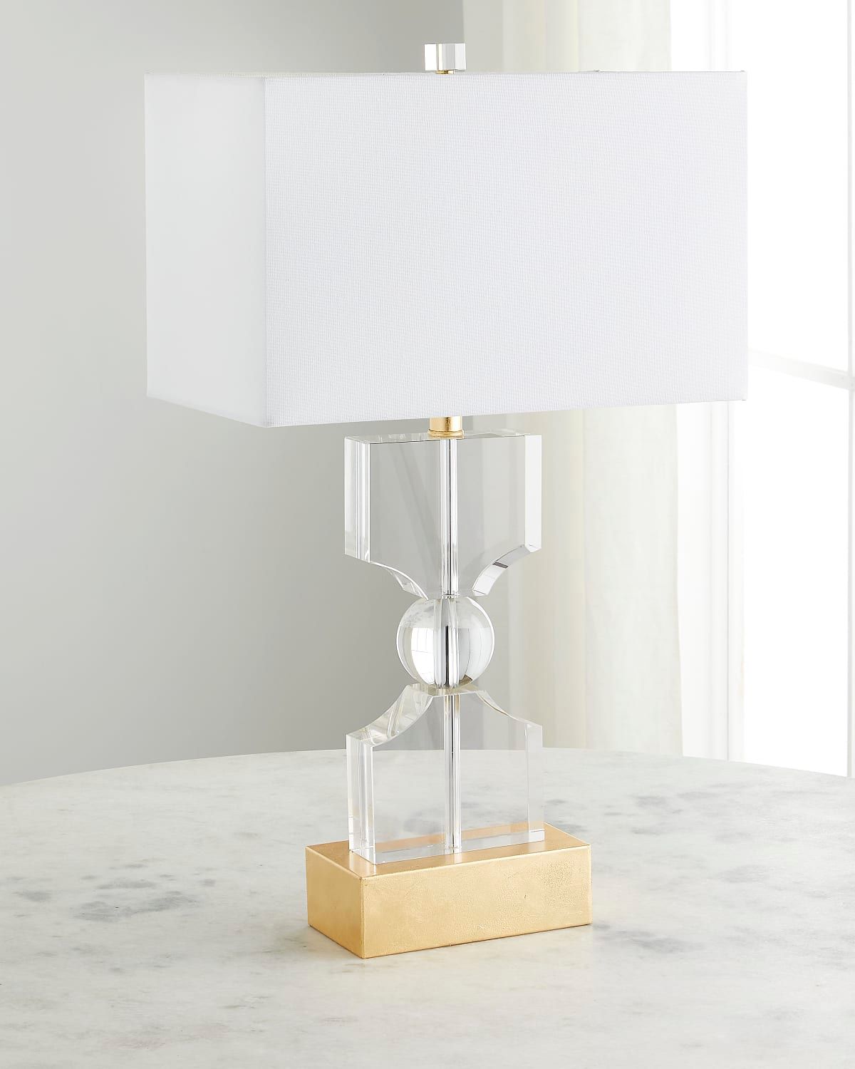 Kingston Crystal Table Lamp with Gold Base & White Linen