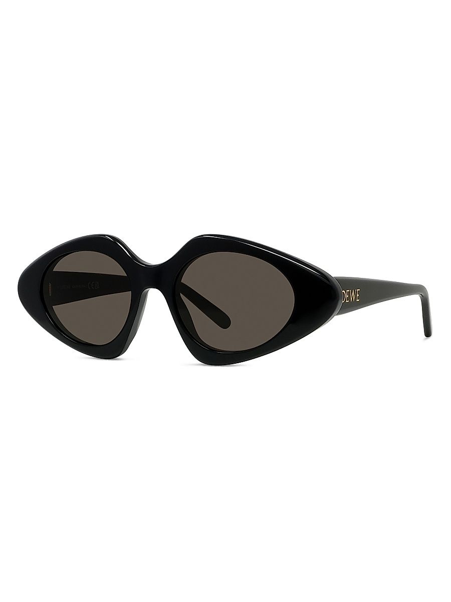 Women's Slim 50MM Geometric Sunglasses - Black Brown