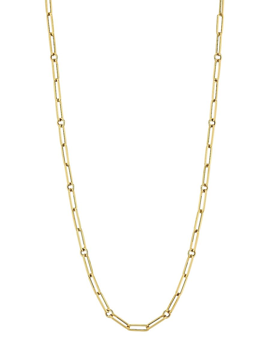 Women's Tiny Treasures 18K Yellow Gold Paper Clip Chain Necklace/17" - Yellow Gold - Size 22