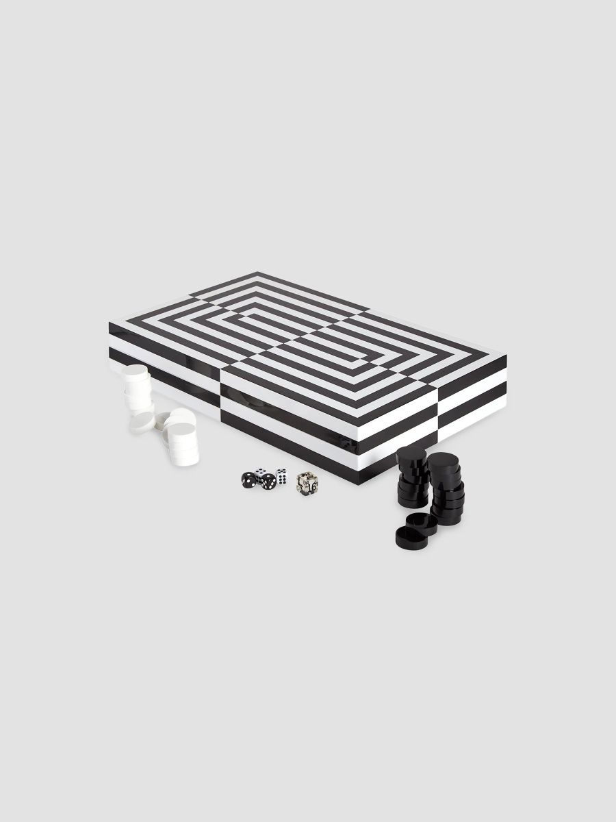 Jonathan Adler Op Art Backgammon Set - Black White