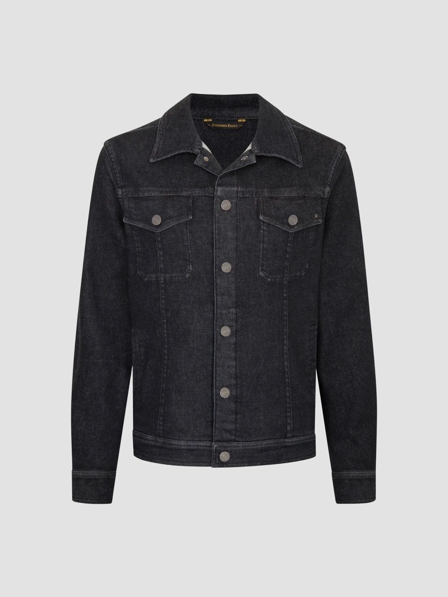 Stefano Ricci Men's Denim Jacket - Black Dark Wash - Size 46
