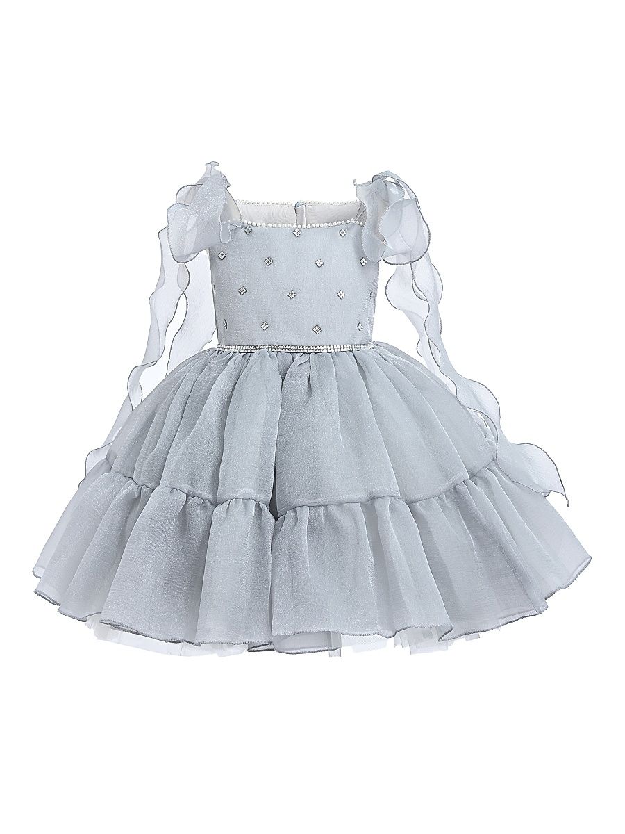 Little Girl's & Girl's Jewel Bodice Sparkle Dress - Silver - Size 12