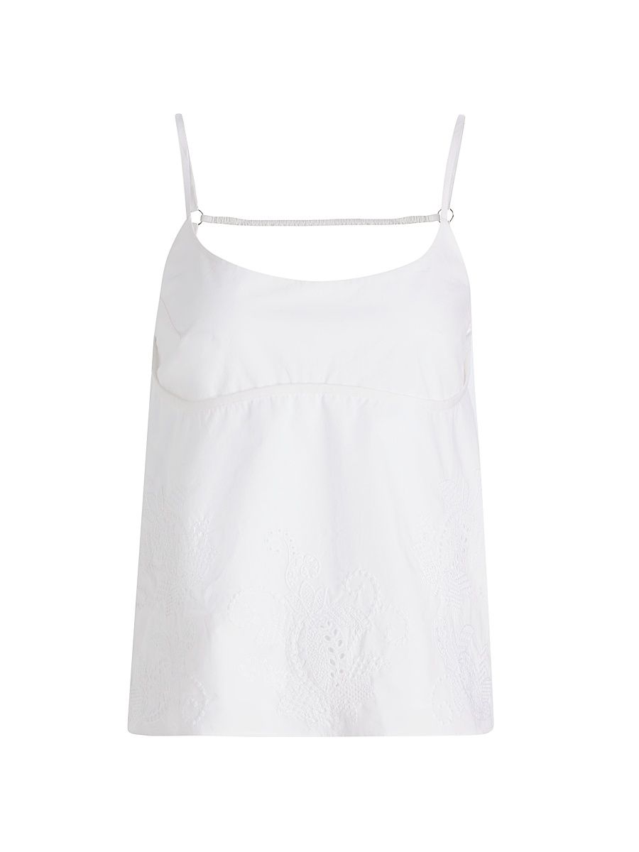 Women's Maggie Embroidered Cotton Camisole - White - Size 4
