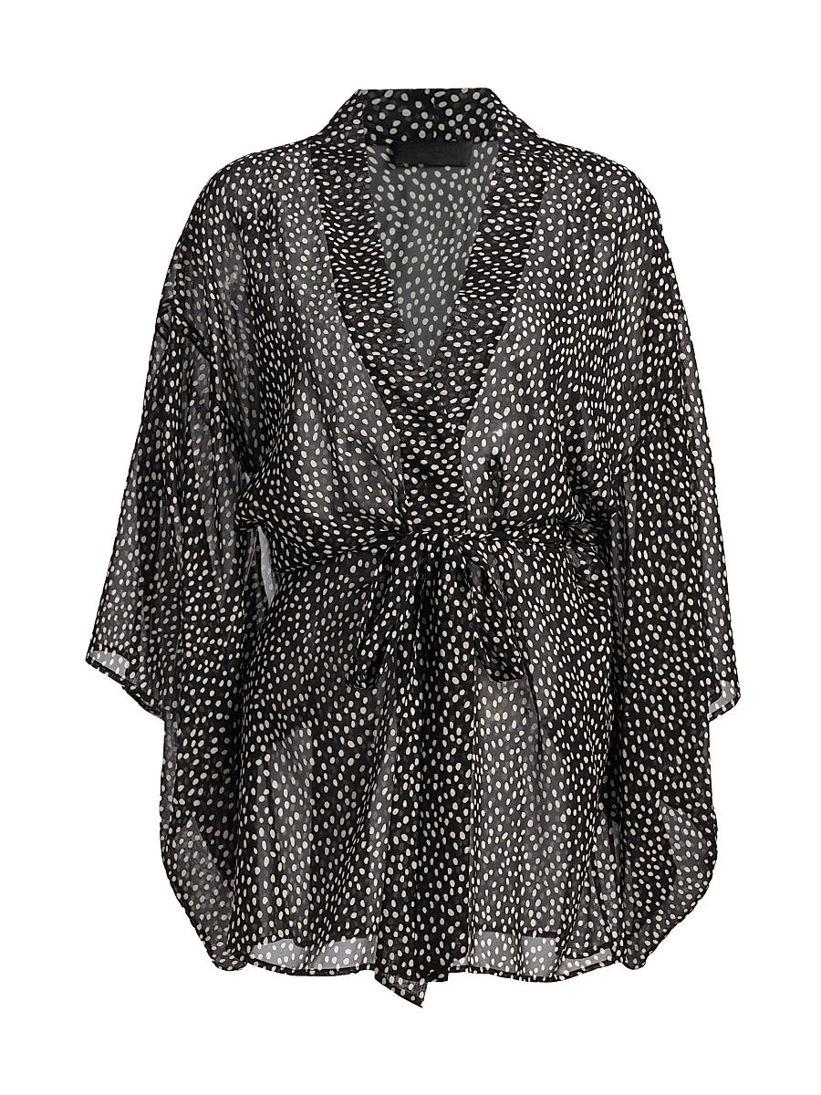 Women's Kima Wild Dot Silk Kimono-Inspired Jacket - Wild Dot