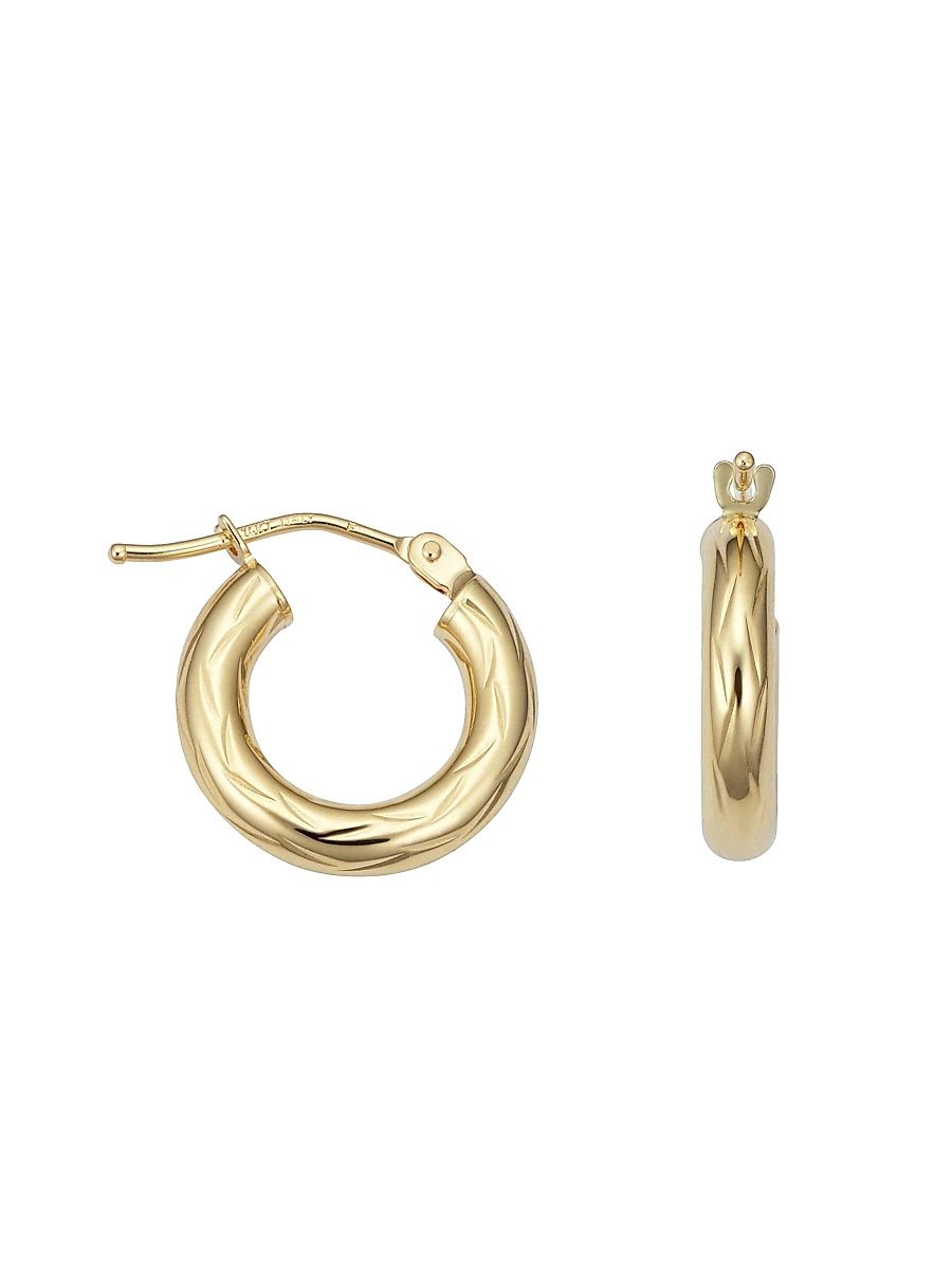 Women's 14K Yellow Gold Day and Night Mini Hoops - Yellow Gold