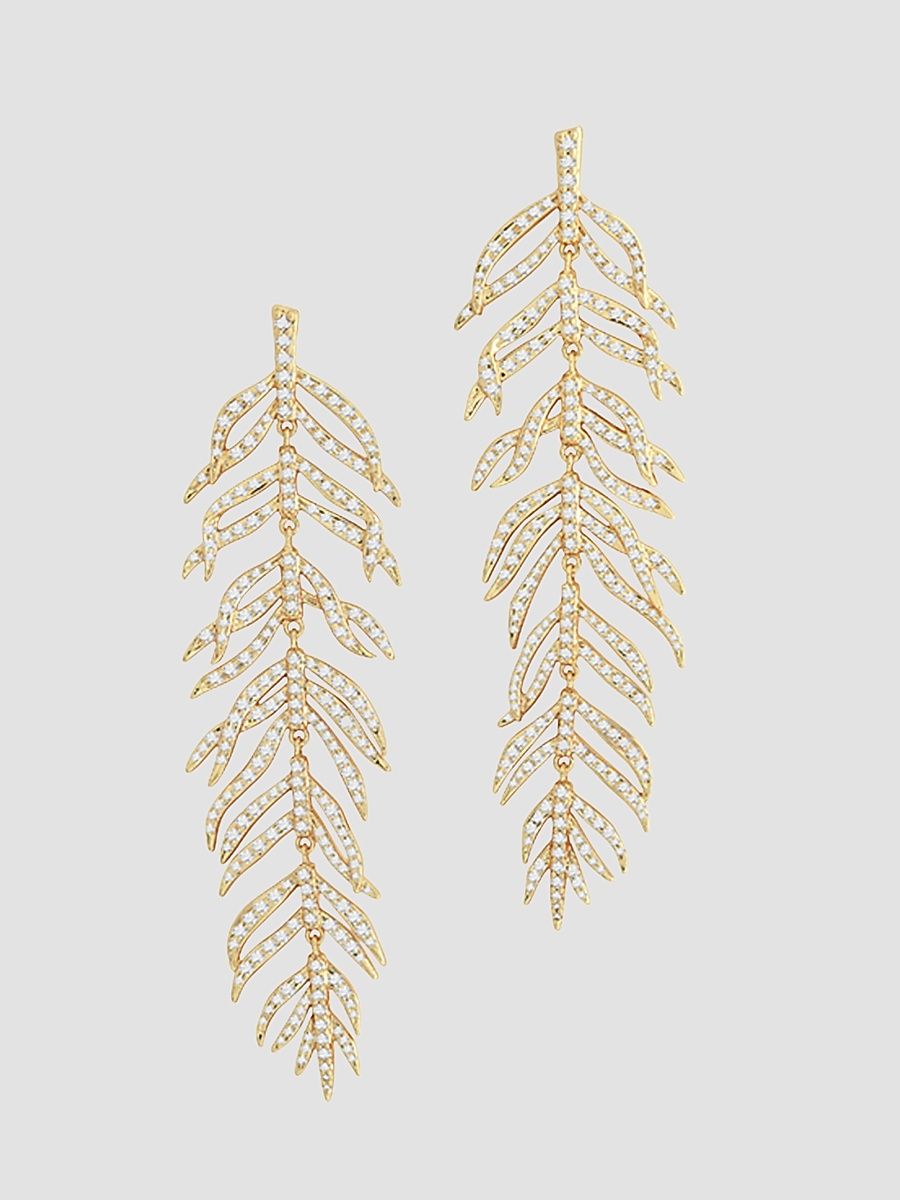 Women's Palm 18K-Gold-Plated & Cubic Zirconia Drop Earrings - Gold