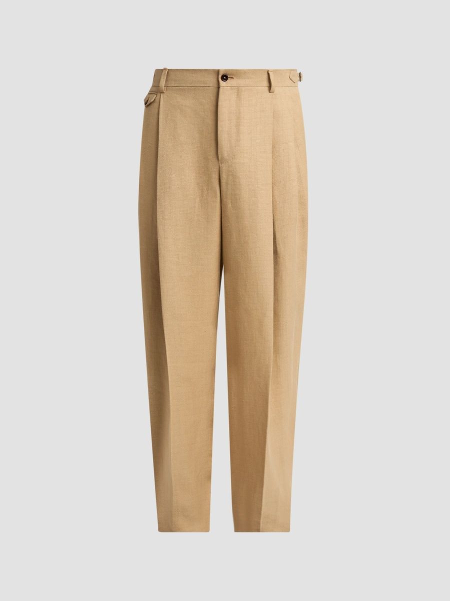 Dolce & Gabbana Men's Pleated Straight-Leg Trousers - Medium Beige - Size 36