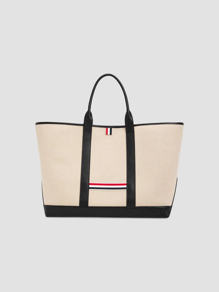 Thom Browne Women's Medium Tool Canvas & Leather Tote Bag - Black