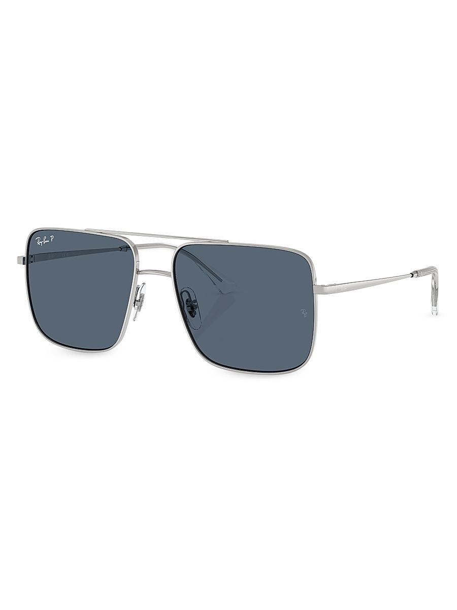 Women's 0RB3758 Ari 56MM Square Sunglasses - Silver Blue