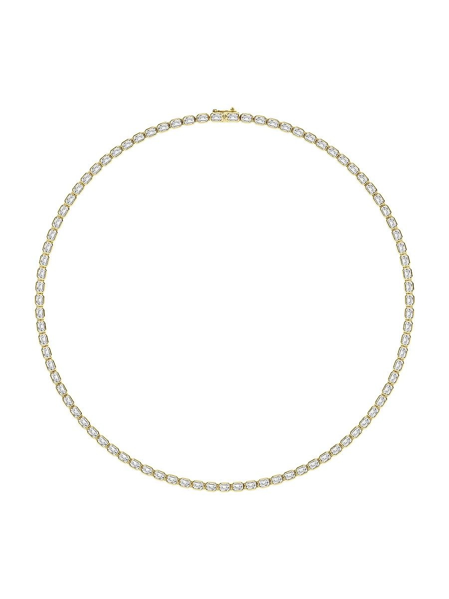Women's 14K Yellow Gold & 13 TCW Emerald-Cut Diamond Bezel Tennis Necklace - Yellow Gold