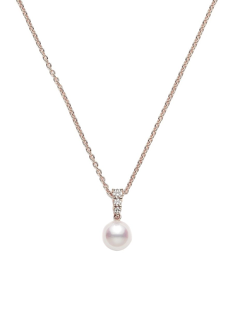 Women's Morning Dew 18K Rose Gold & 10MM Cultured South Sea Pearl Pendant Necklace - Yellow Gold