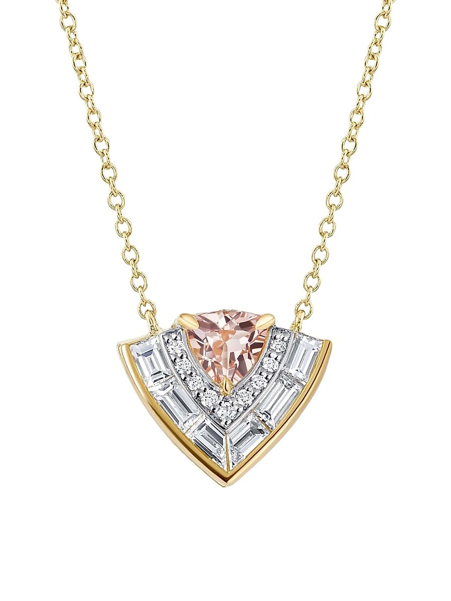 Women's Signature 18K Yellow Gold, Morganite & Diamond Tiered Pendant Necklace - Morganite